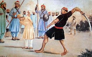 Kaka Hakikat Rai being beheaded