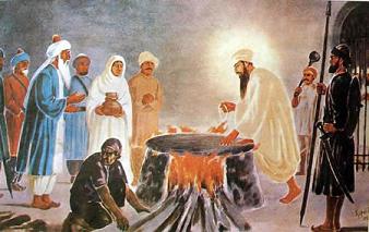 Guru Arjan Dev being Tortured on baker's plate