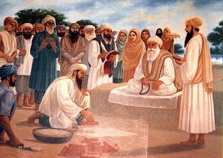 The Muslim Divine Mian Mir laying the foundation-brick for Darbar Sahib