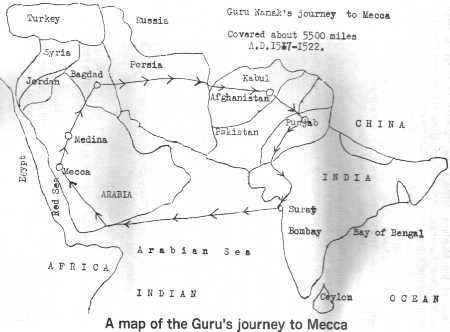 A Map of the Guru's Journey to Mecca