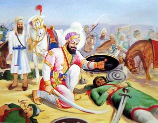 Painde Khan recieves Guru Hargobind's forgiveness