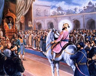 Guru Gobind Singh entering the court of emperor Bahadur Shah