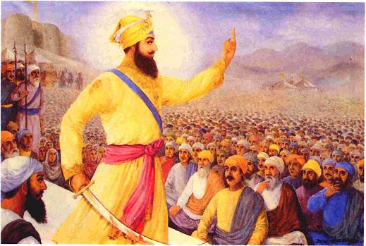Guru Gobind Singh making his call on the Vaisakhi day.