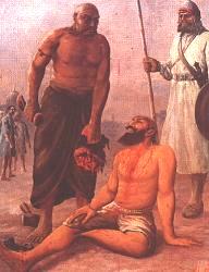 The Scalp of Bhai Taru Singh being scraped off his head